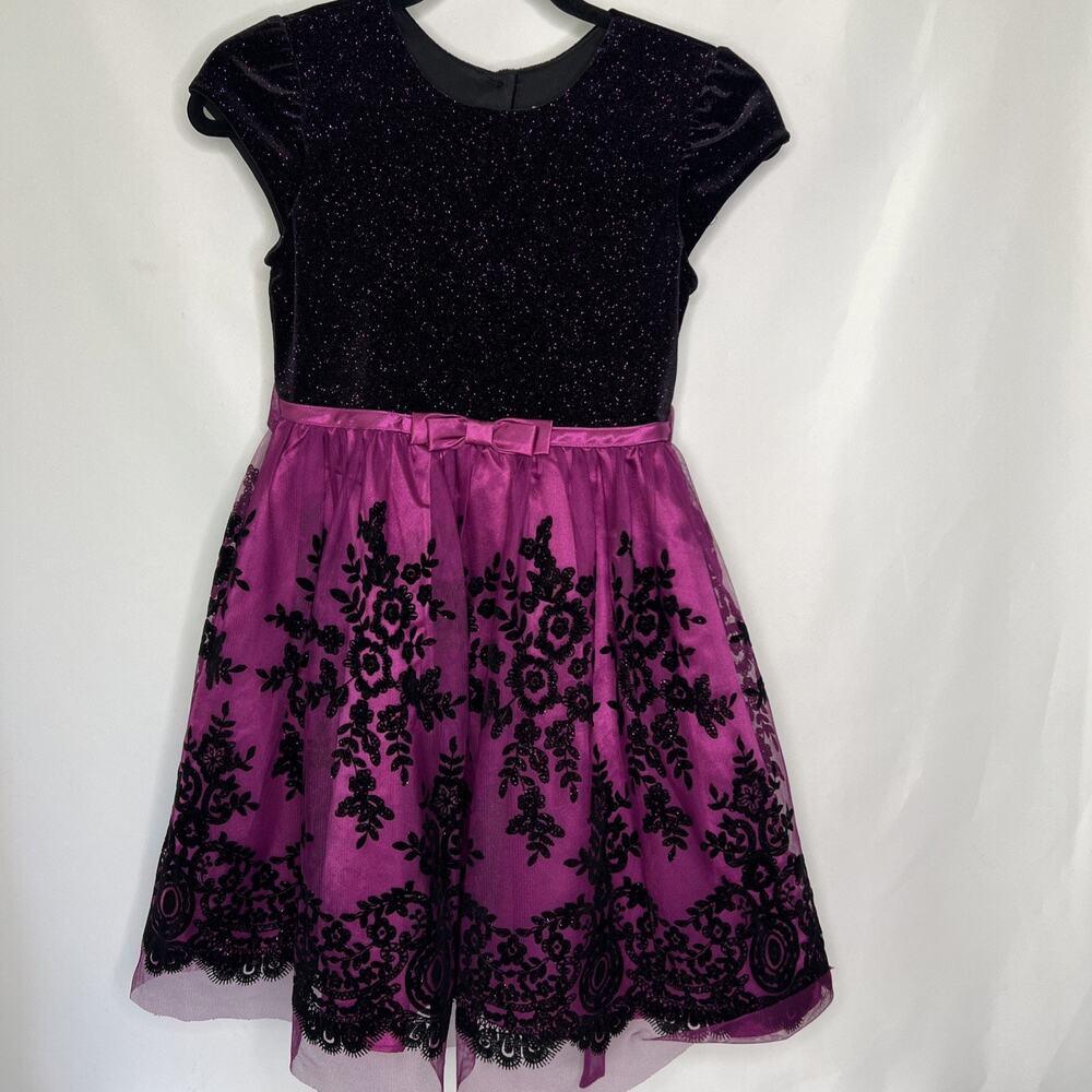 Jona Michelle Girls Dress Sz 10 Velvet Tulle Fancy Party Layers Floral Sparkle